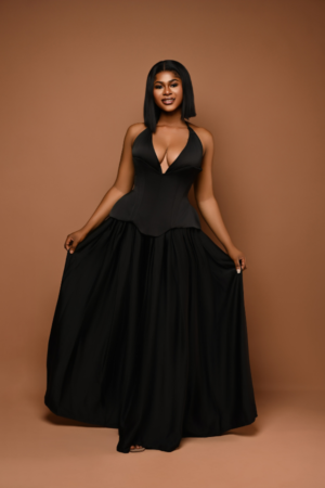 The Onyx Sculpted Halter Gown
